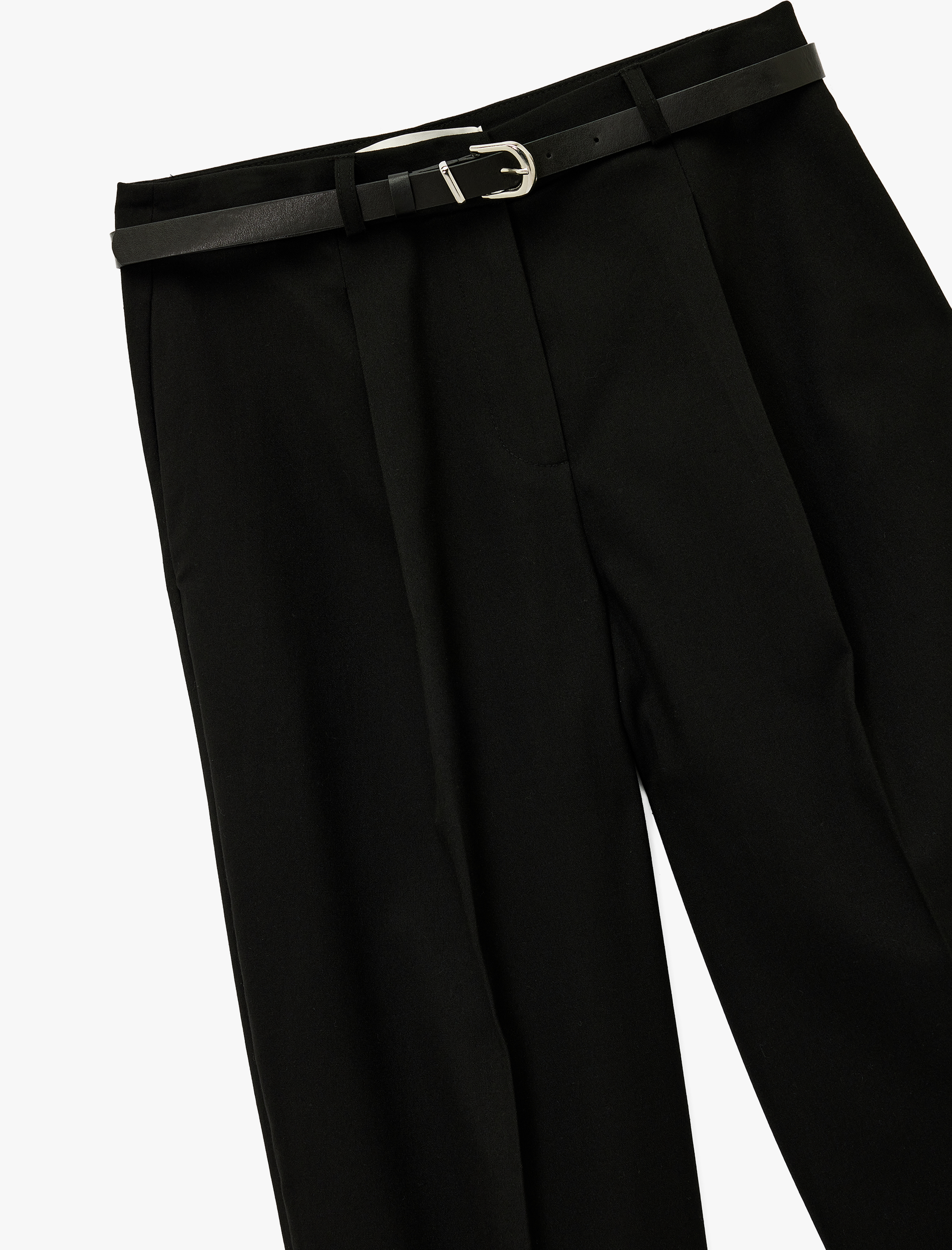   Cepli Pile Detaylı Kemerli Kumaş Cigarette Pantolon