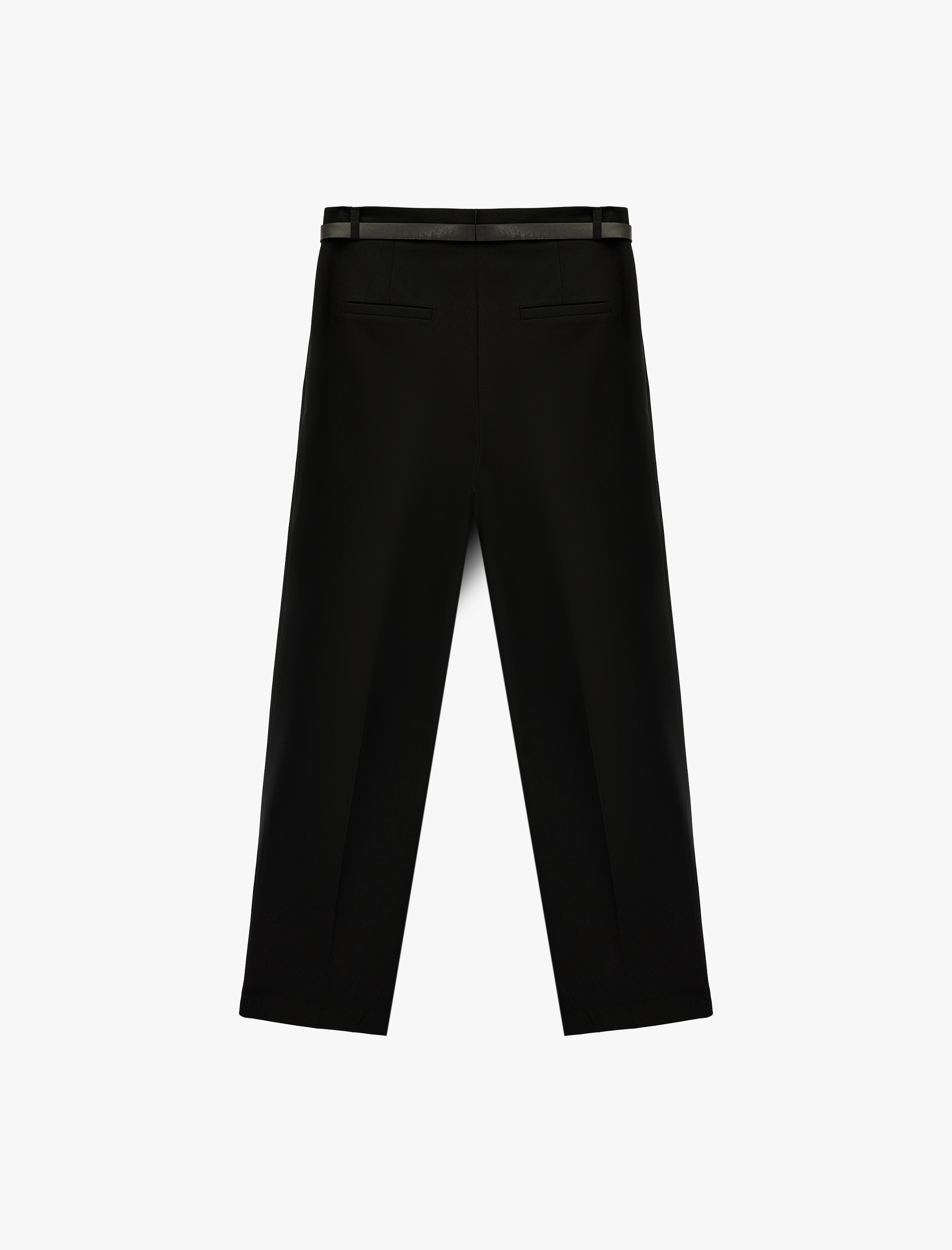   Cepli Pile Detaylı Kemerli Kumaş Cigarette Pantolon