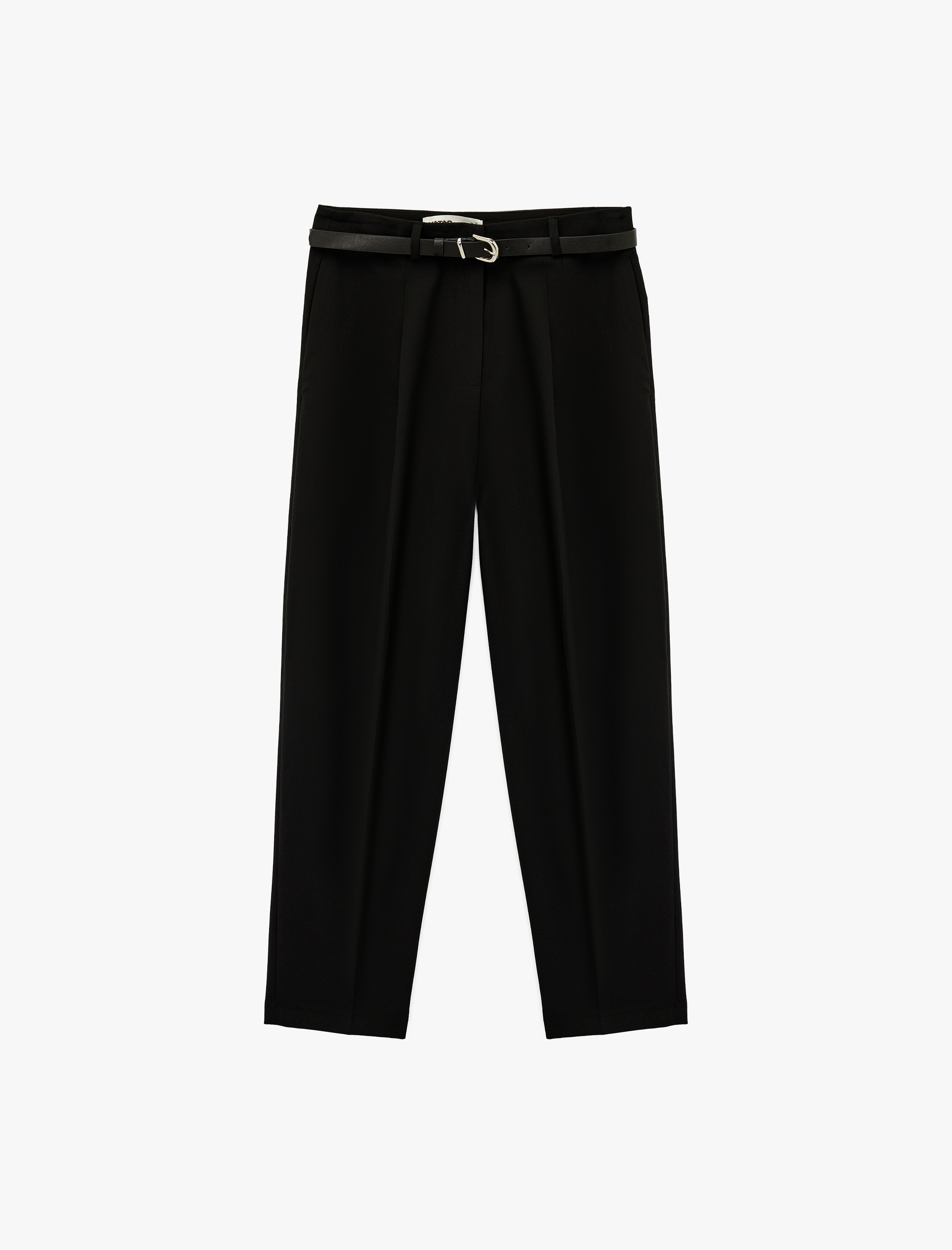   Cepli Pile Detaylı Kemerli Kumaş Cigarette Pantolon