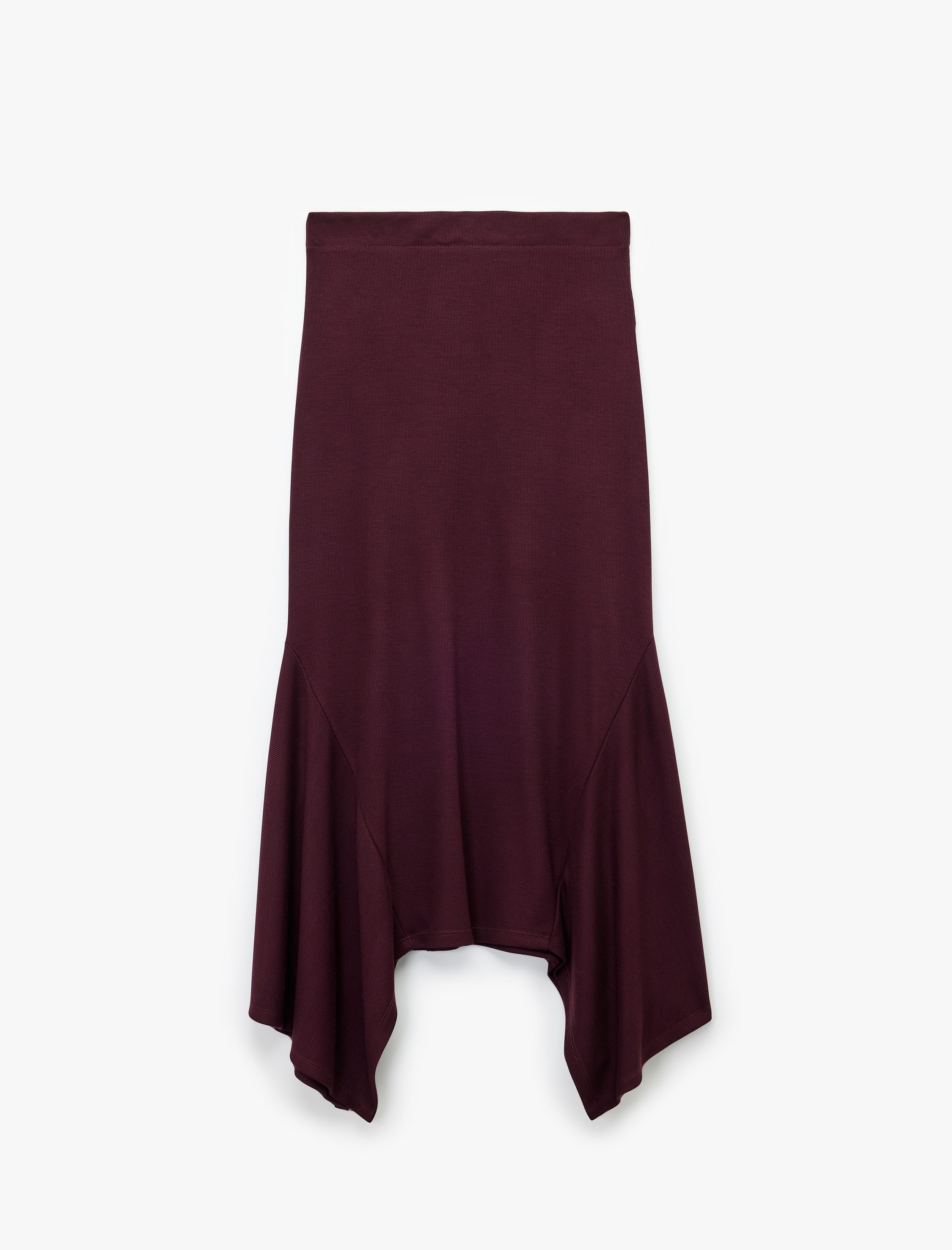   Asimetrik Etek Ucu Detaylı Midi Etek