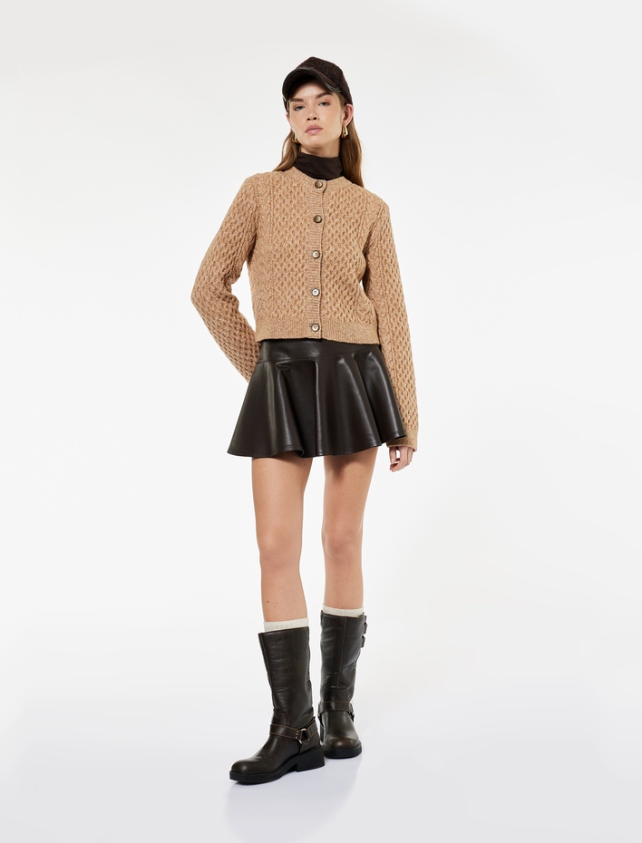  Koton X Sima Tarkan - Uzun Kollu Bisiklet Yaka Düğmeli Saç Örgü Triko Hırka