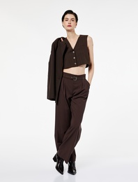 Beli Bağcıklı Cepli Geniş Paça Palazzo Pantolon