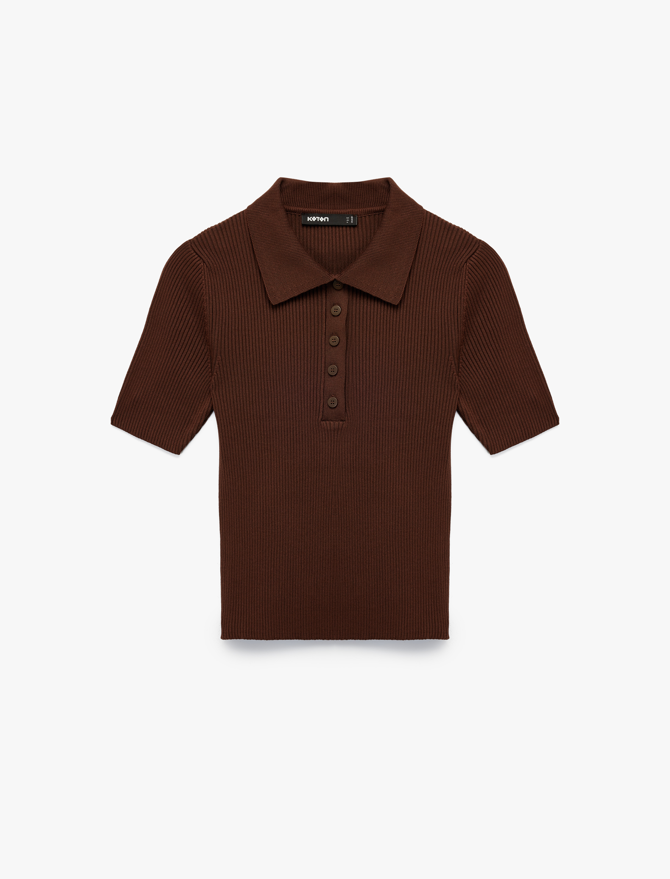   Regular Fit Yarım Düğmeli Kısa Kollu Polo Yaka Triko Kazak