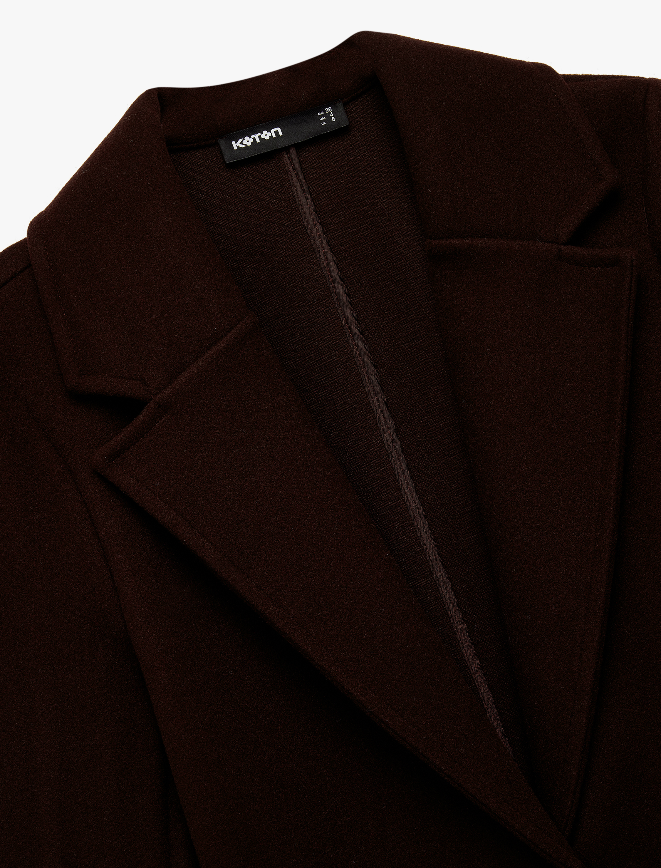   Uzun Kollu Düğmeli Cepli Kruvaze Uzun Kaşe Kaban