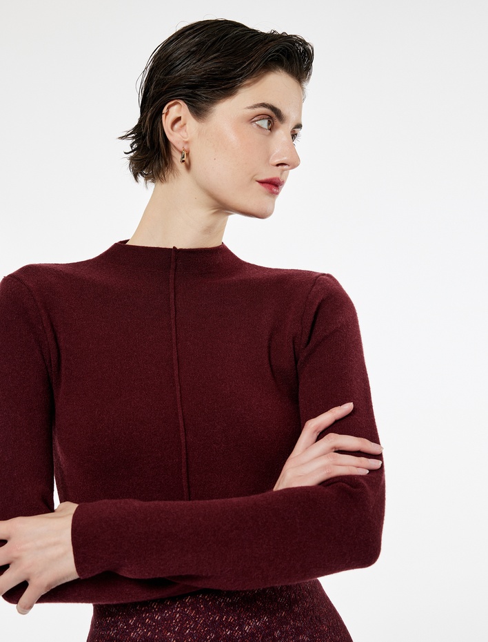  Hafif Dik Yaka Uzun Kollu Triko Kazak