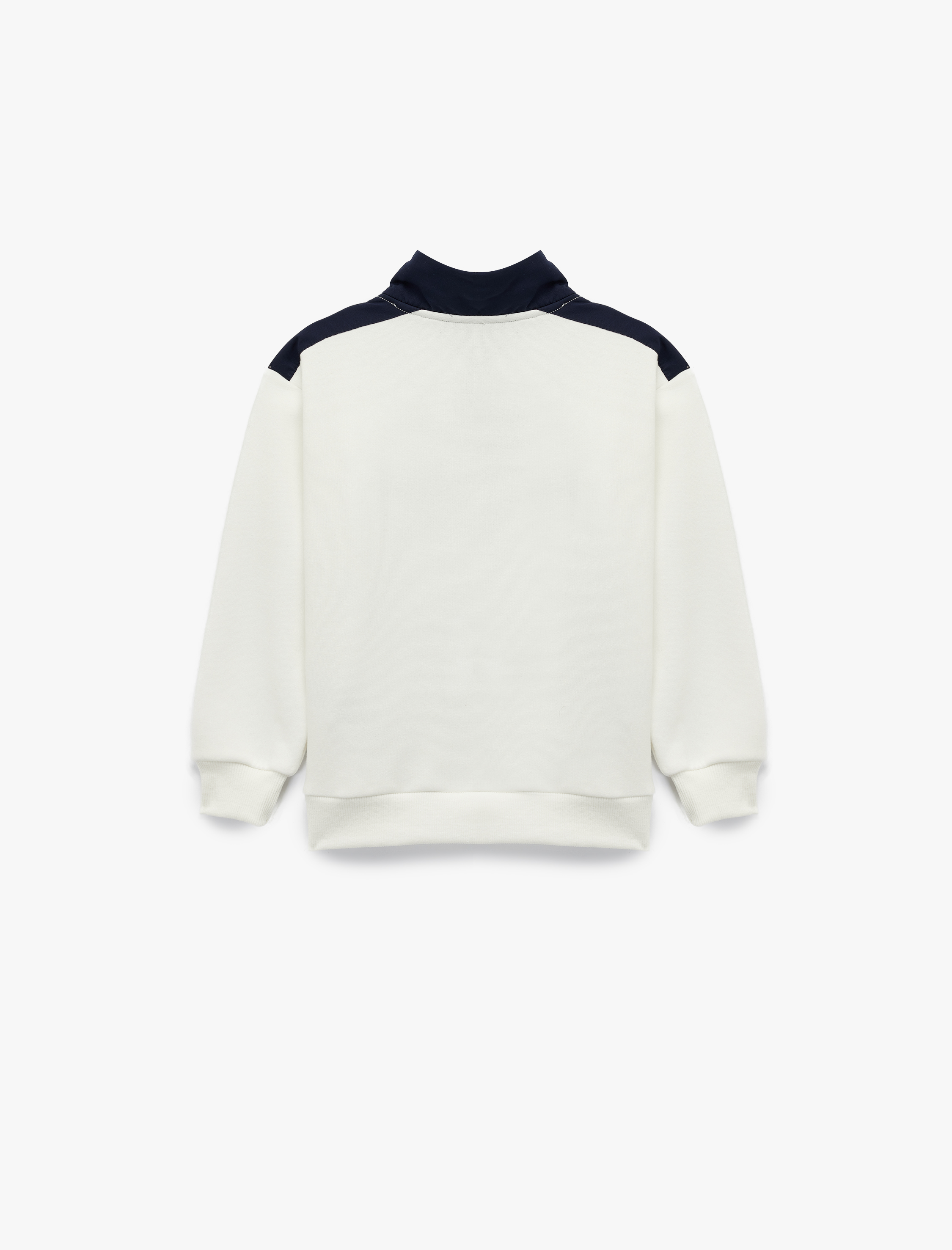  Erkek Çocuk Uzun Kollu Renk Bloklu Baskılı Dik Yaka Yarım Fermuarlı Sweatshirt