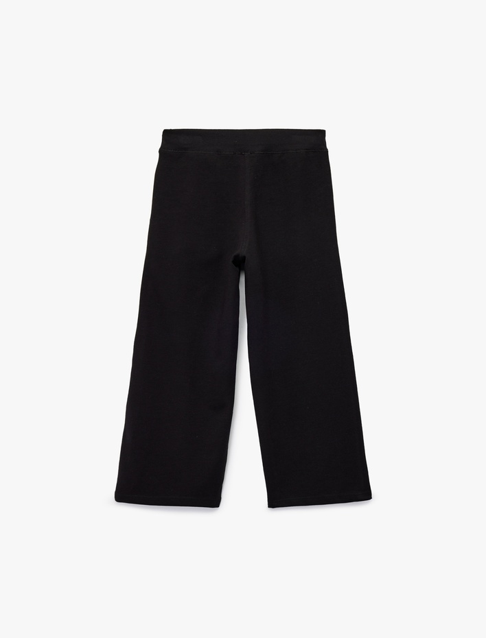 Kız Çocuk Fermuarlı Cepli Biyeli Geniş Paça Eşofman Altı