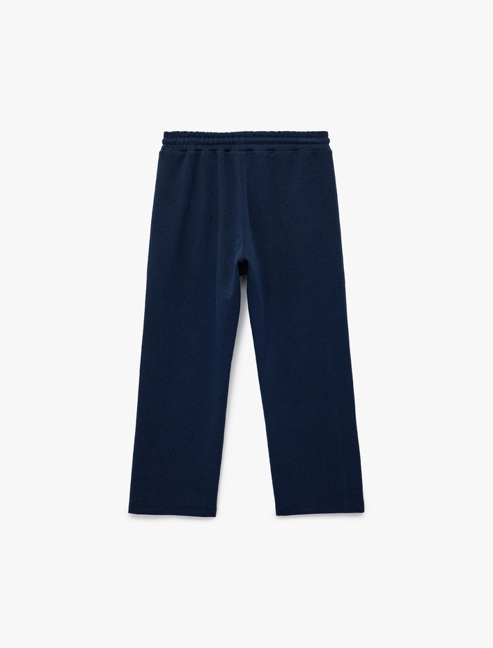 Erkek Çocuk Cepli Beli Bağlamalı Çizgili Baskılı Loose Fit Eşofman Altı