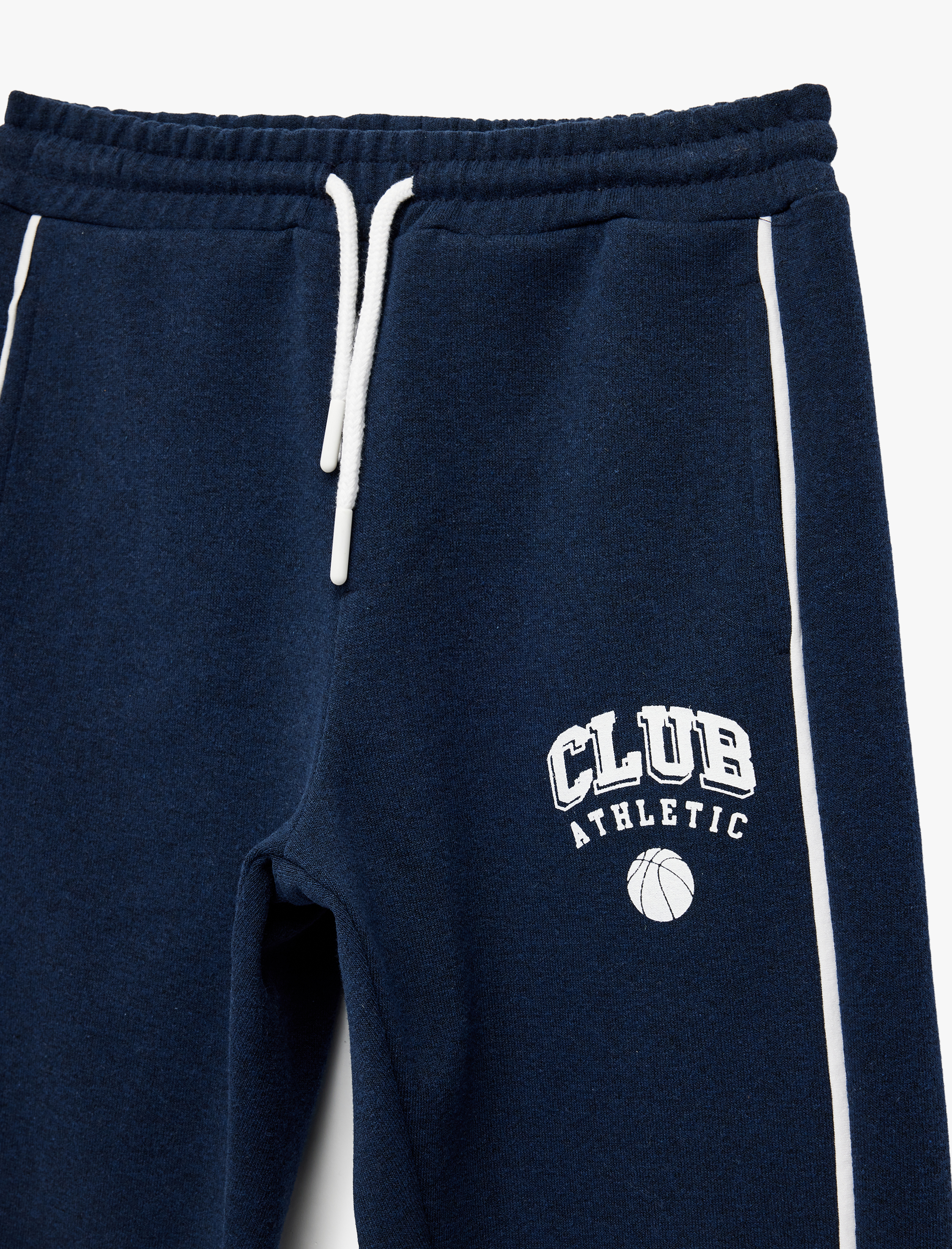  Erkek Çocuk Cepli Beli Bağlamalı Çizgili Baskılı Loose Fit Eşofman Altı