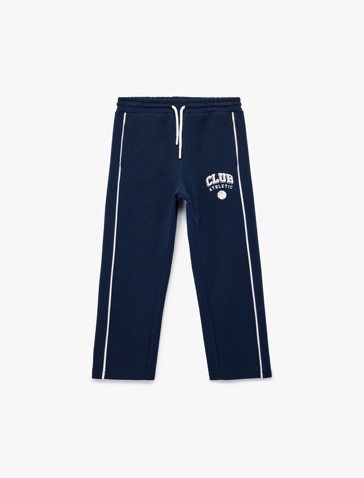 Erkek Çocuk Cepli Beli Bağlamalı Çizgili Baskılı Loose Fit Eşofman Altı