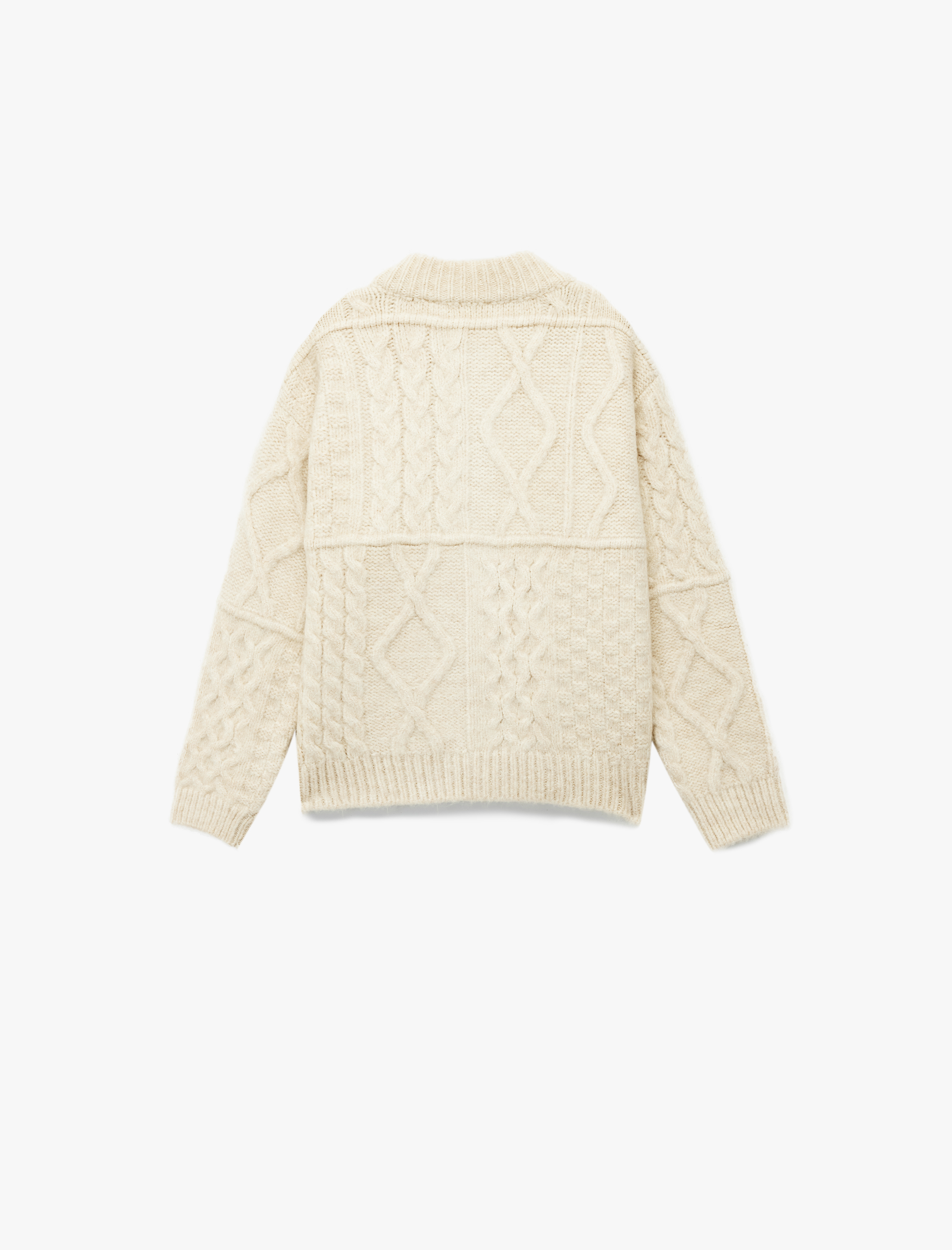  Kız Çocuk Saç Örgü Dokulu Uzun Kollu Fermuarlı Triko Hırka