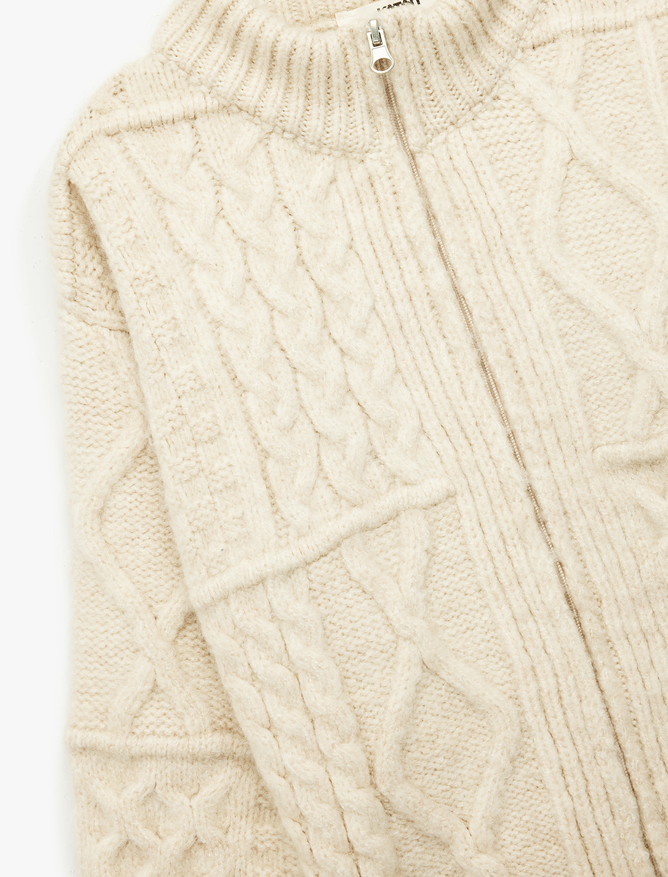  Kız Çocuk Saç Örgü Dokulu Uzun Kollu Fermuarlı Triko Hırka