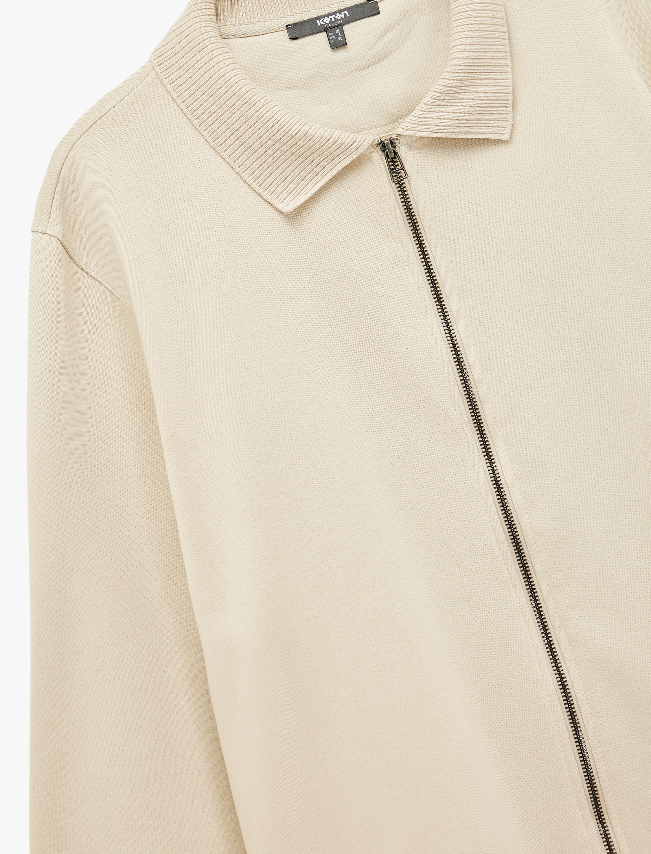   Regular Fit Uzun Kollu Şardonlu Fermuarlı Hırka