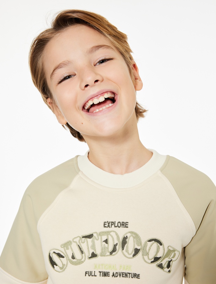 Erkek Çocuk Uzun Kollu Bisiklet Yaka Baskılı Oversize Sweatshirt