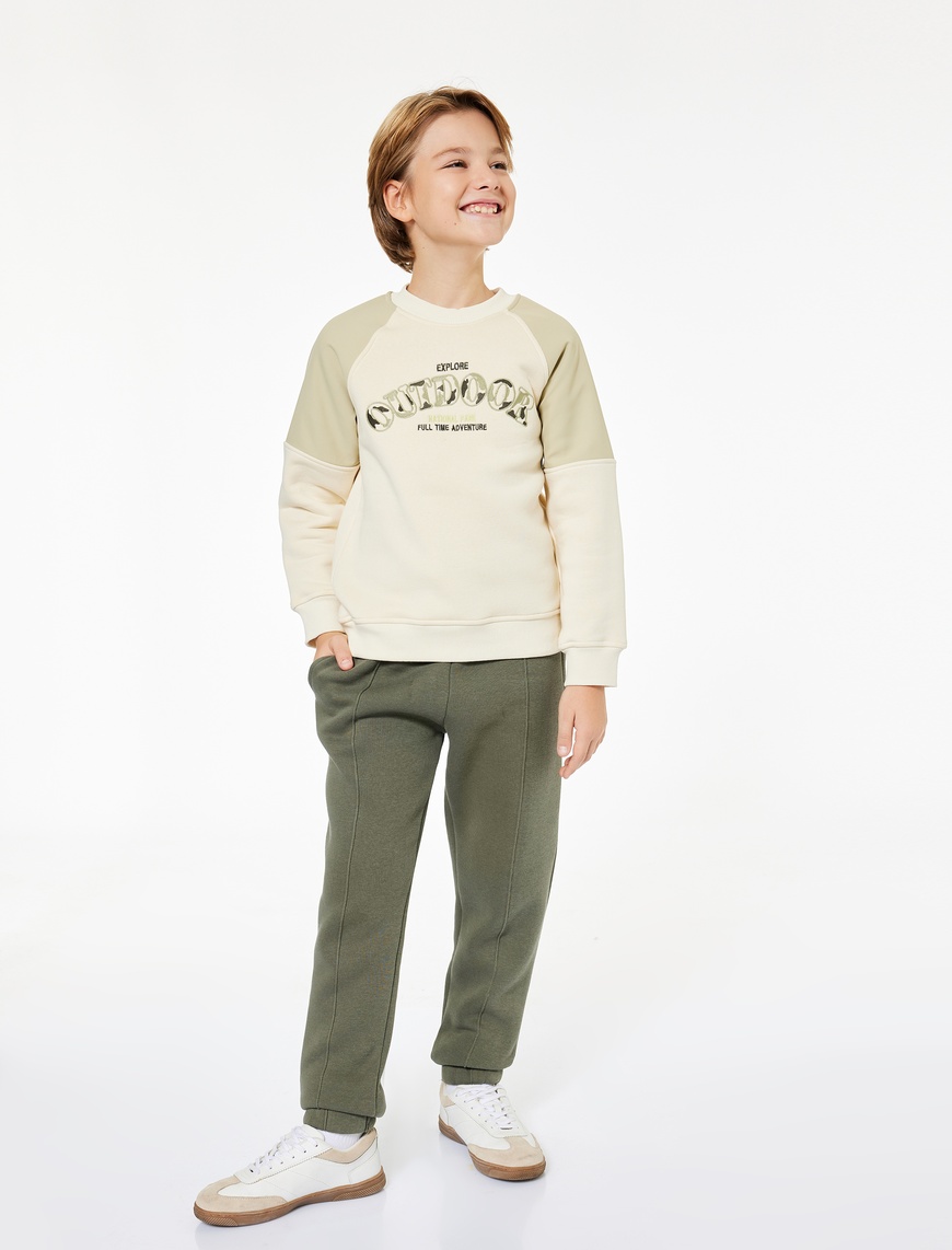  Erkek Çocuk Uzun Kollu Bisiklet Yaka Baskılı Oversize Sweatshirt