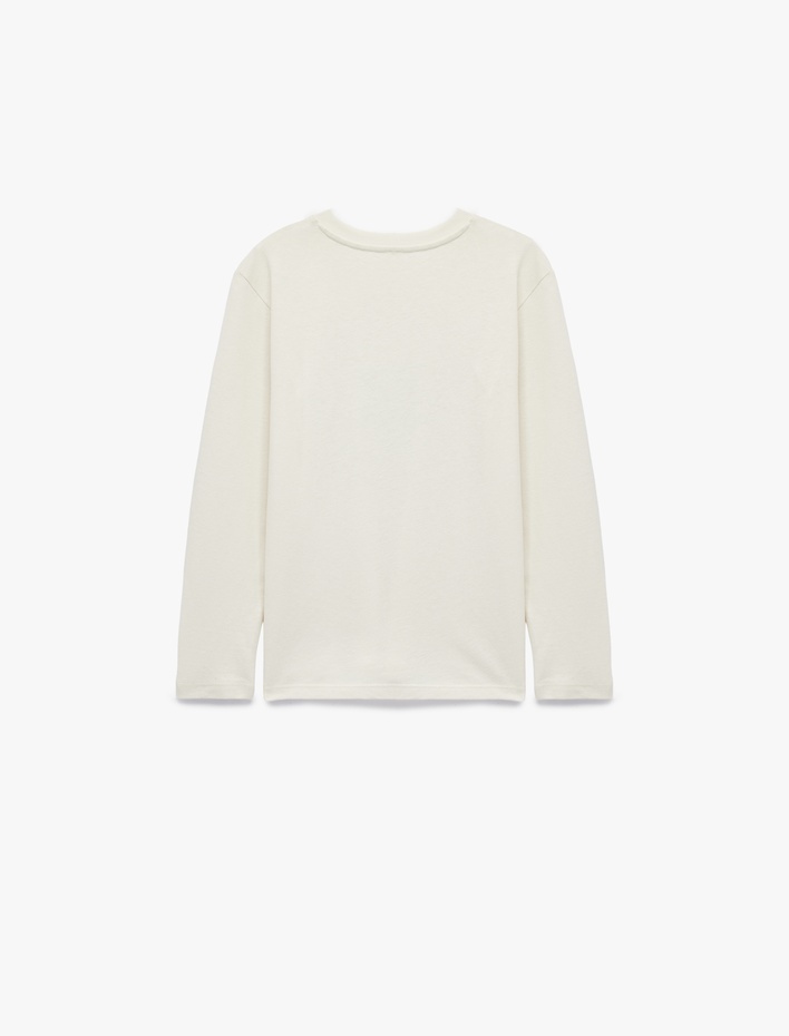 Erkek Çocuk Pamuklu Uzun Kollu Bisiklet Yaka Kurukafa Baskılı Tişört