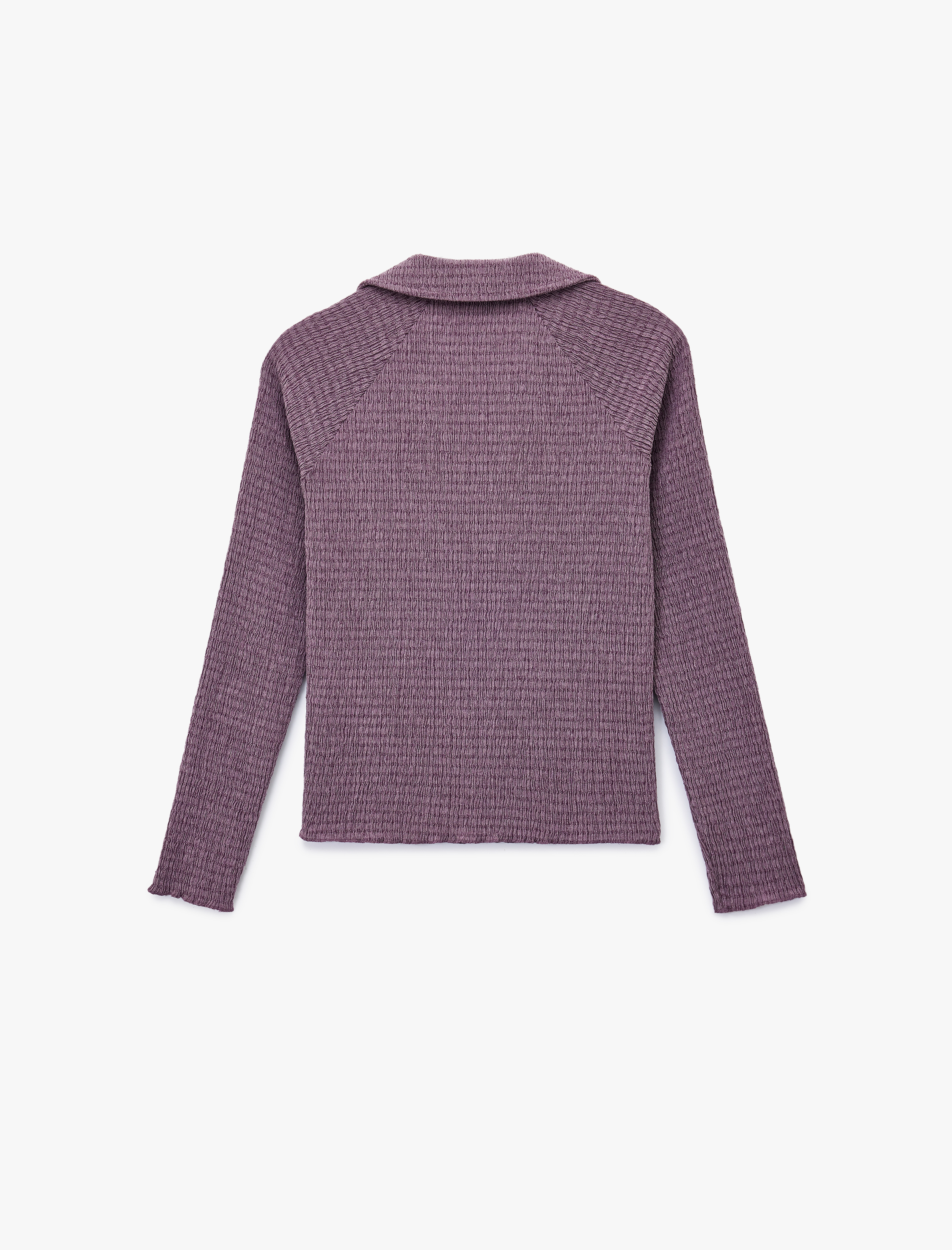   Bürümcük Kumaş Slim Fit Uzun Kollu Polo V Yaka Tişört