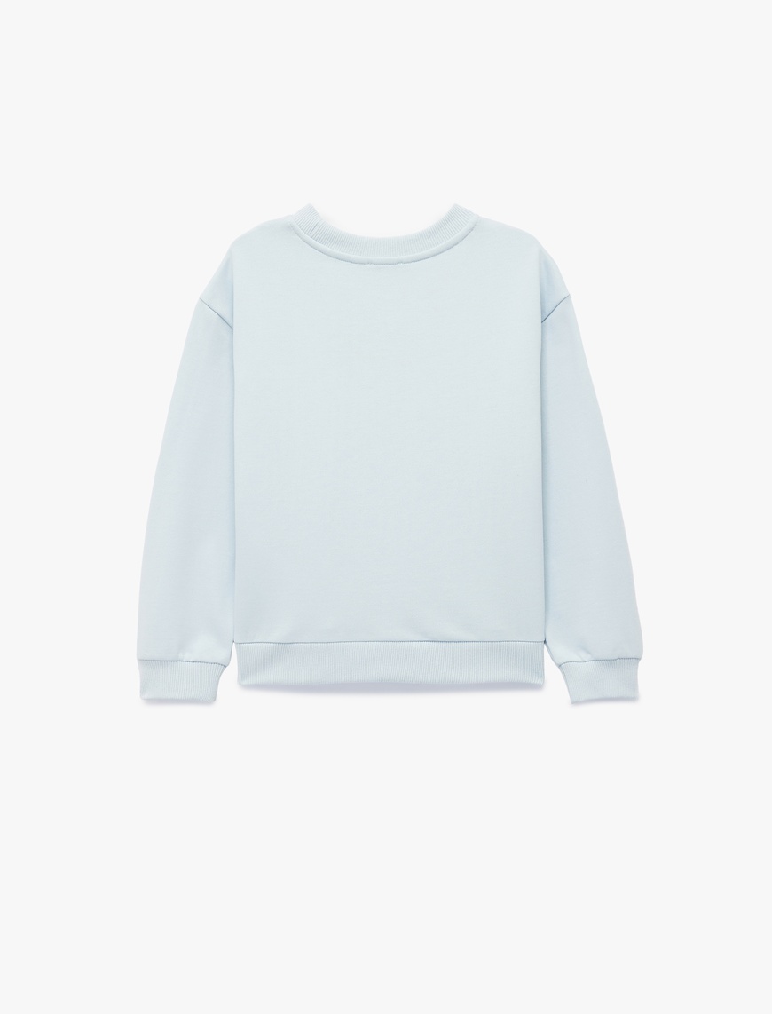  Kız Çocuk Nakışlı Uzun Kollu Bisiklet Yaka Pamuklu Sweatshirt