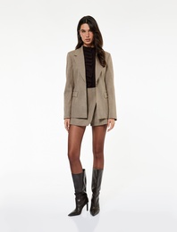 Koton X Sibil Çetinkaya - Uzun Kollu Cepli Ekose Blazer Ceket