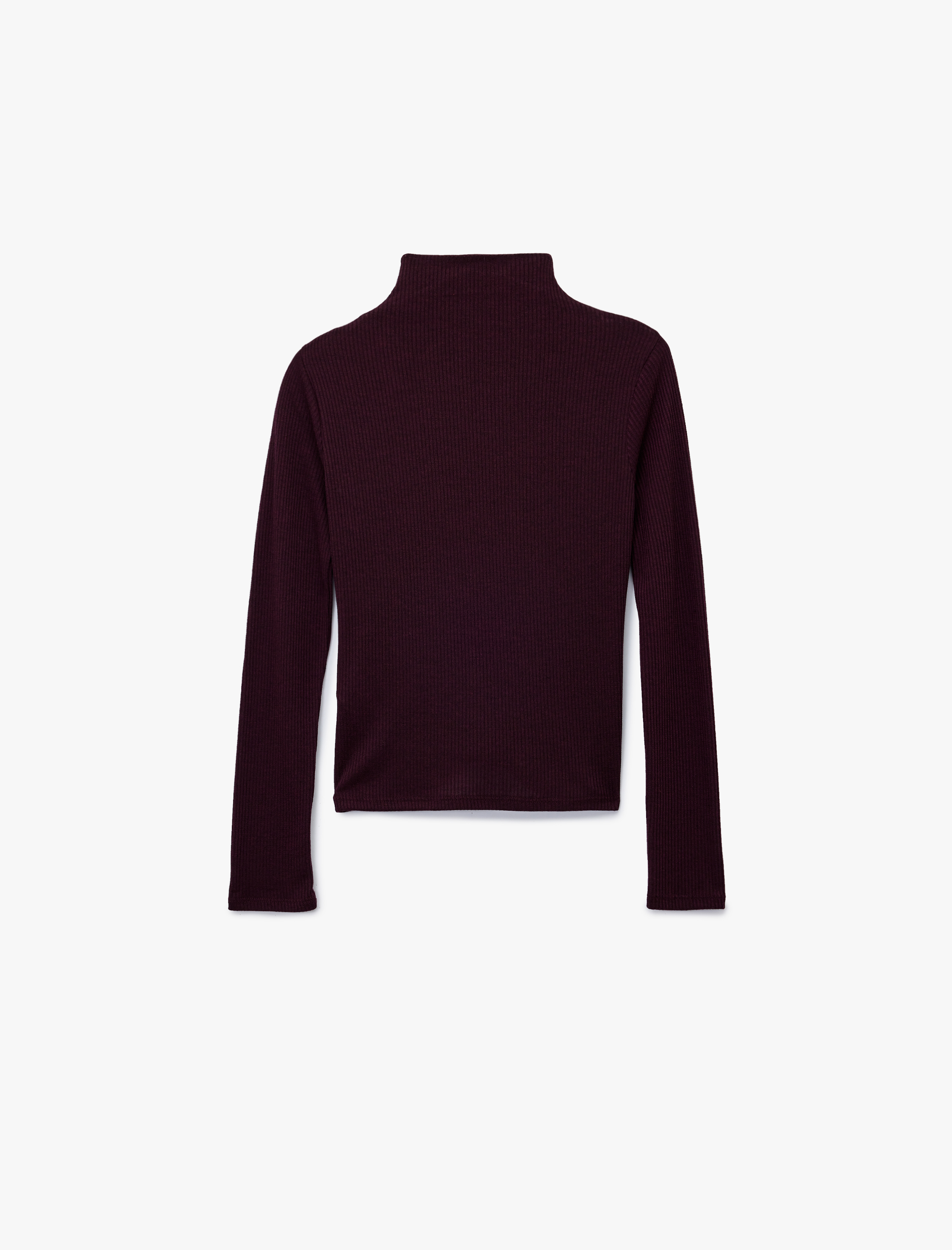   Koton X Melis Ağazat - Slim Fit Dik Yaka Uzun Kollu Fitilli Tişört