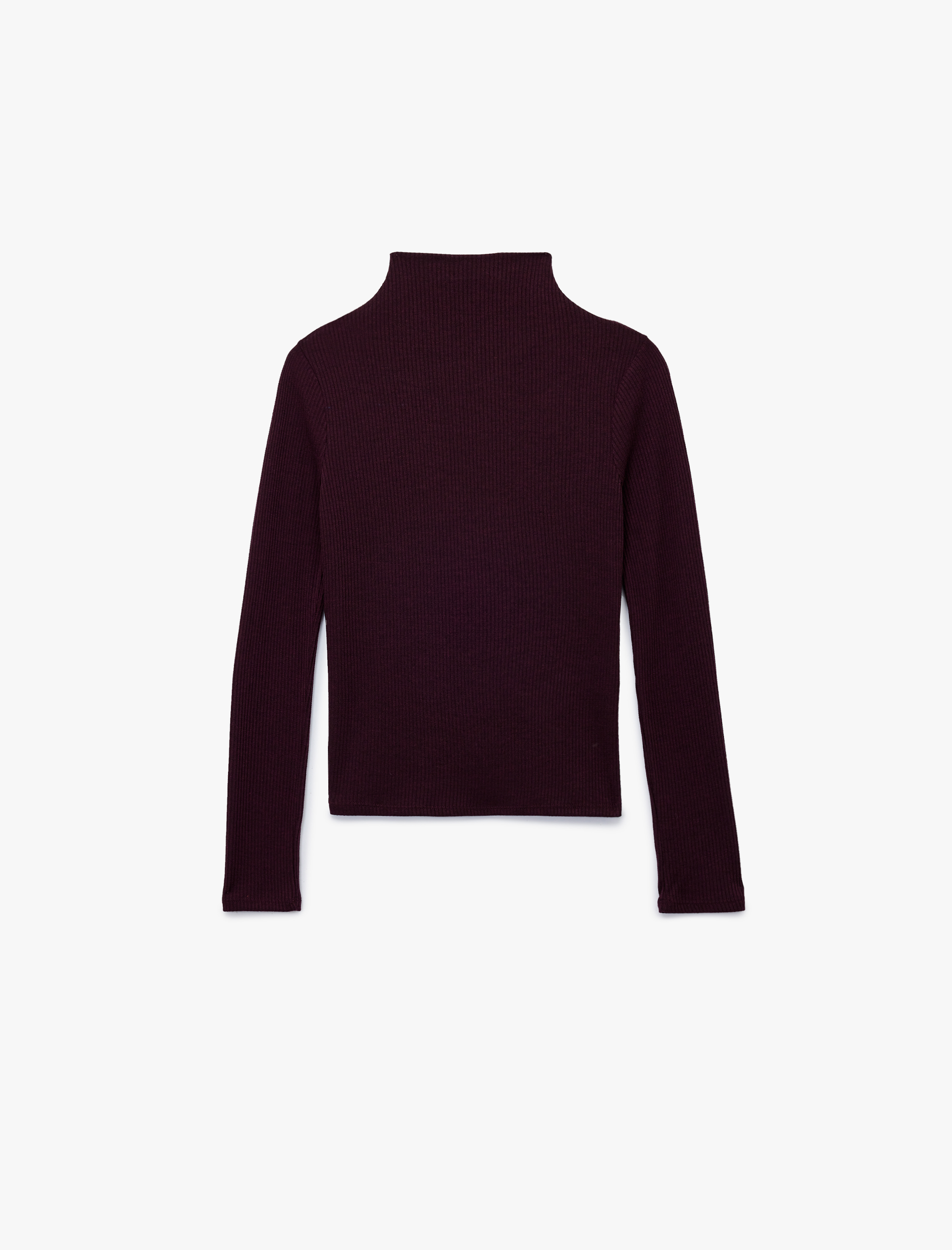   Koton X Melis Ağazat - Slim Fit Dik Yaka Uzun Kollu Fitilli Tişört