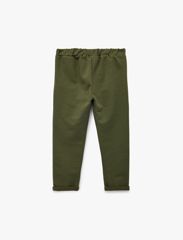 Erkek Bebek Düğme Detaylı Katlamalı Paça Beli Bağcıklı Eşofman Altı