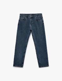 Normal Bel Pamuklu Vintage Straight Fit Jean