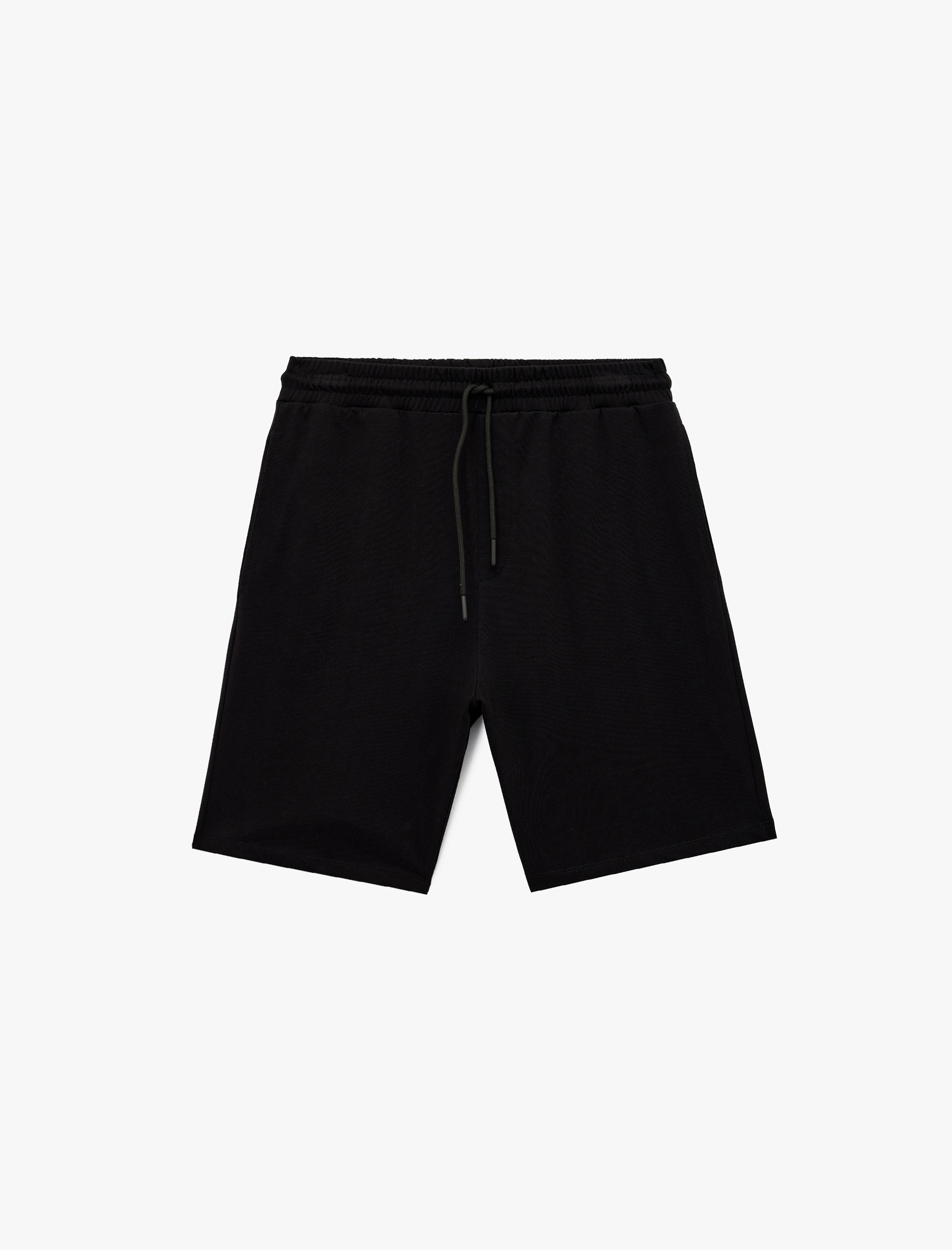   Beli Bağcıklı Cep Detaylı Pamuklu Straight Fit Spor Şort