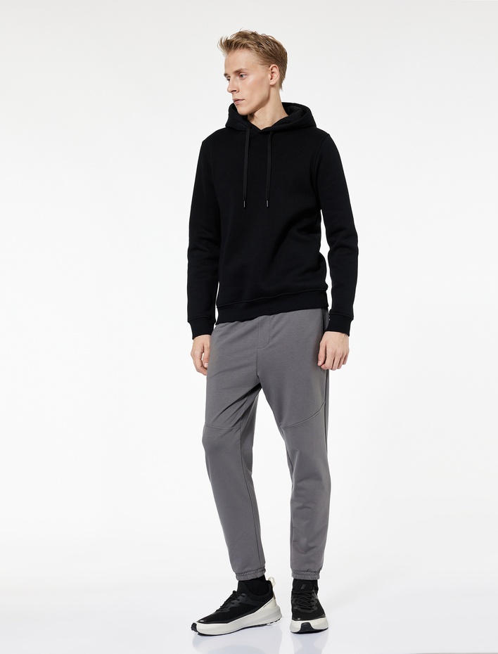  Pamuklu Fermuarlı Cepli Beli Bağcıklı Jogger Eşofman Altı