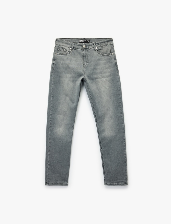  Pamuklu Normal Bel Düğmeli Slim Fit Jean Pantolon - Brad Jean