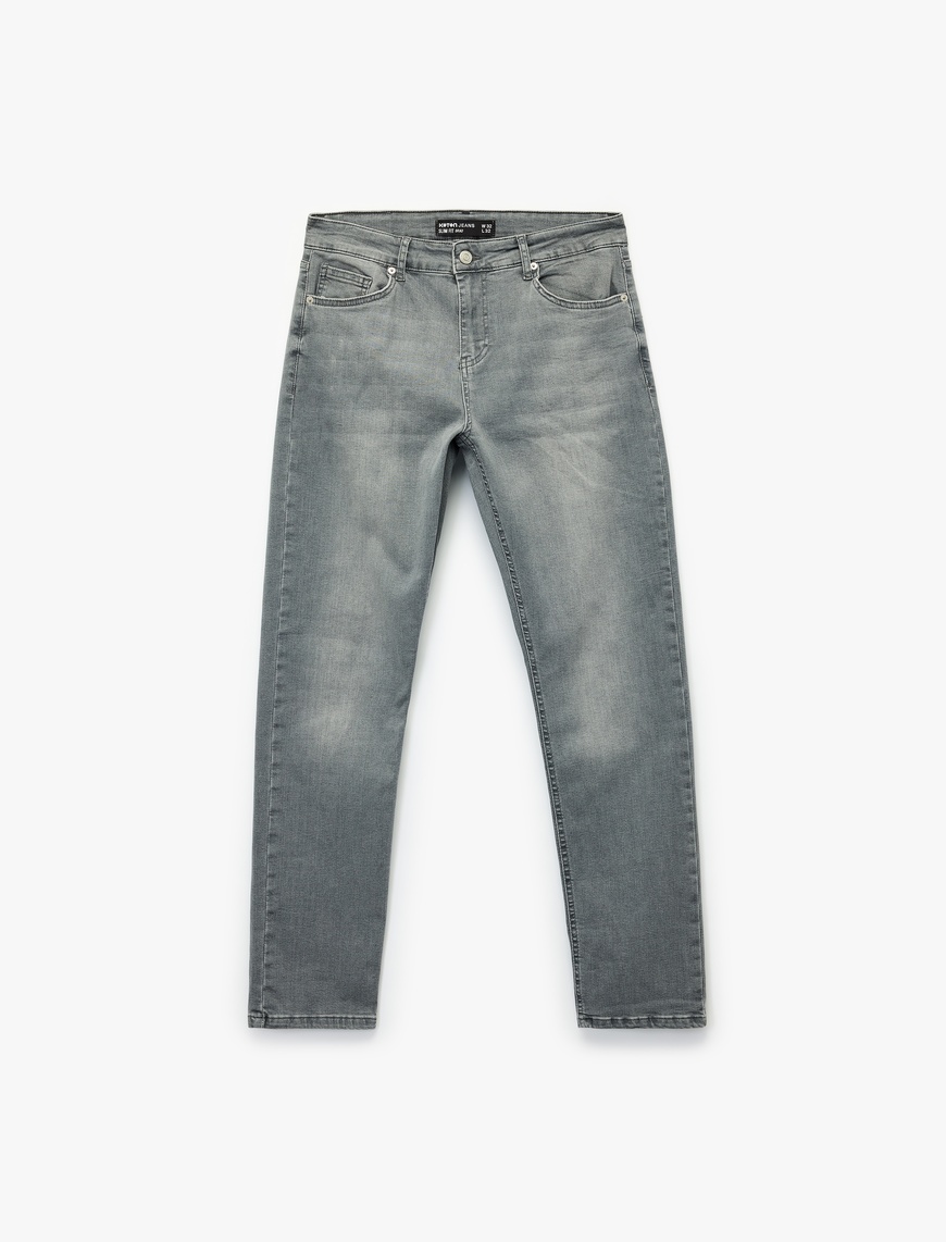   Pamuklu Normal Bel Düğmeli Slim Fit Jean Pantolon - Brad Jean