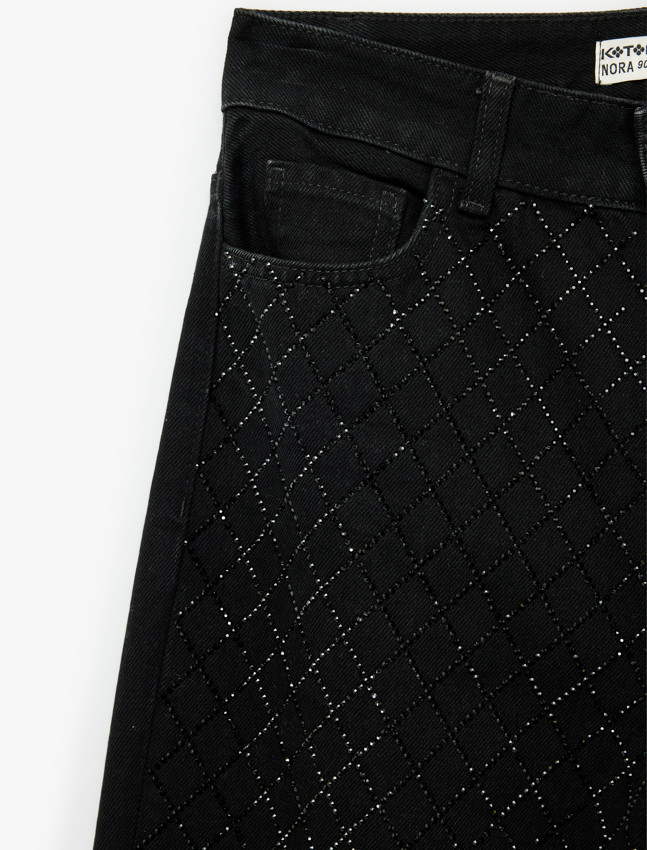   Taşlı Düz Bol Paça Jean Pantolon - Straight Fit Jean