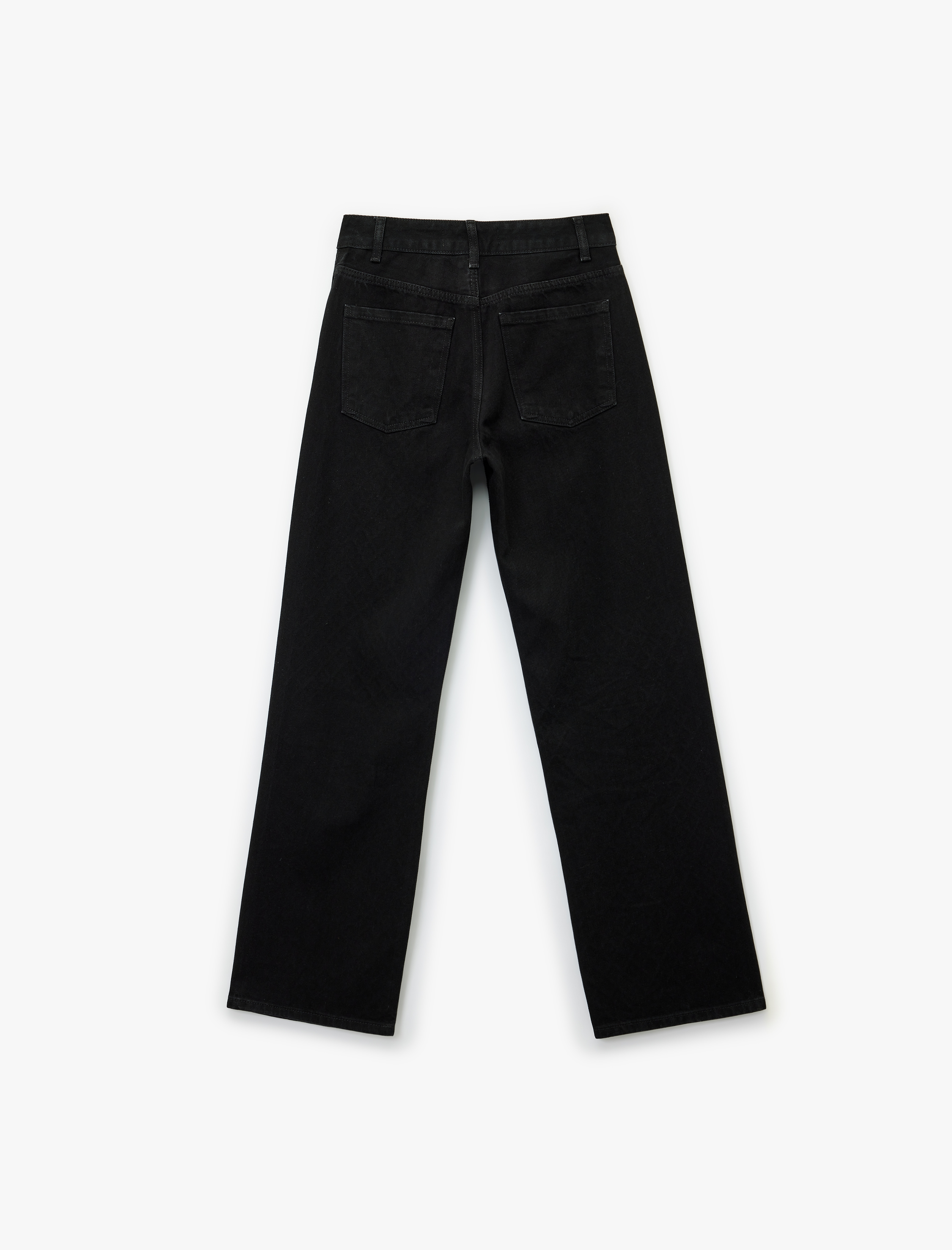   Taşlı Düz Bol Paça Jean Pantolon - Straight Fit Jean