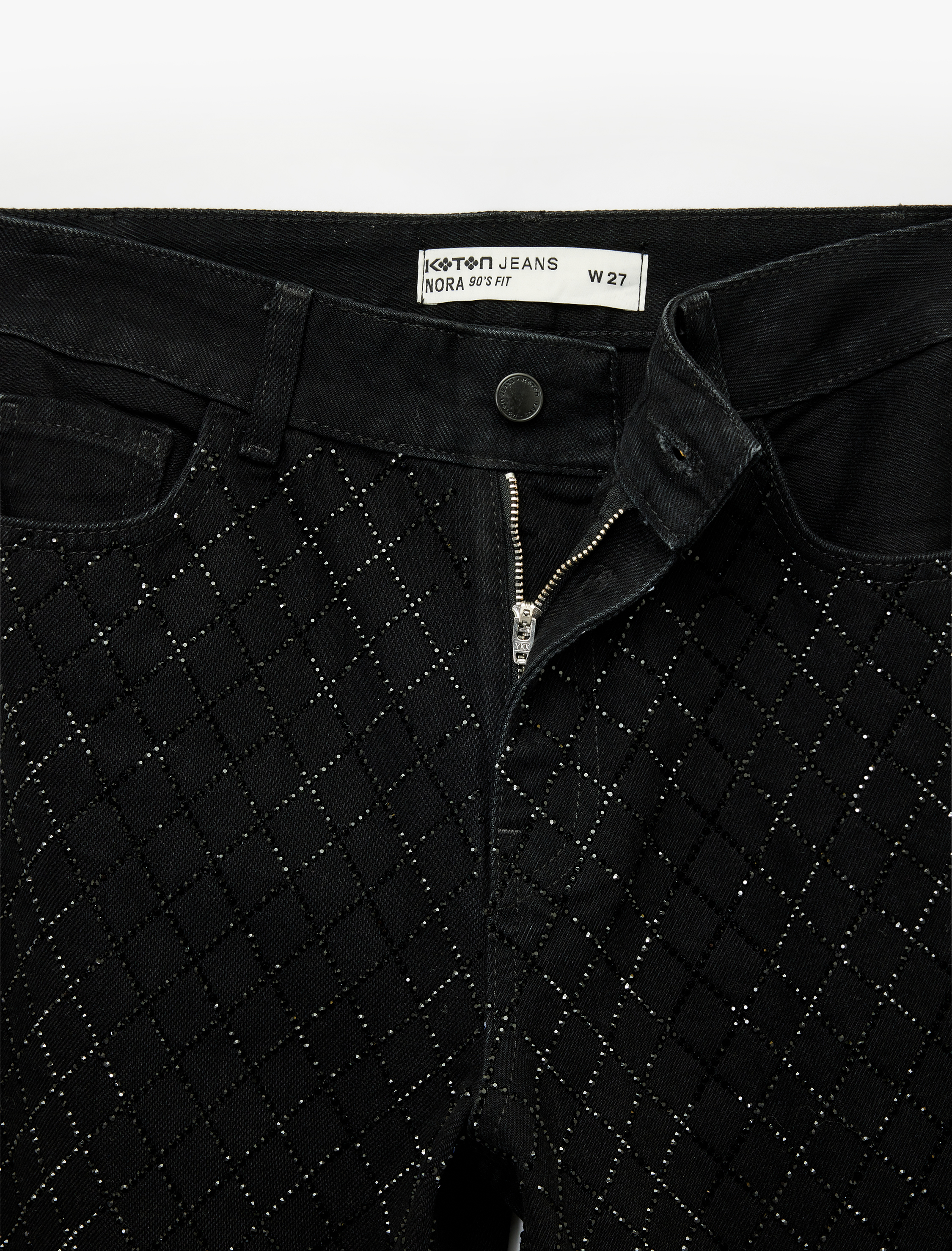   Taşlı Düz Bol Paça Jean Pantolon - Straight Fit Jean