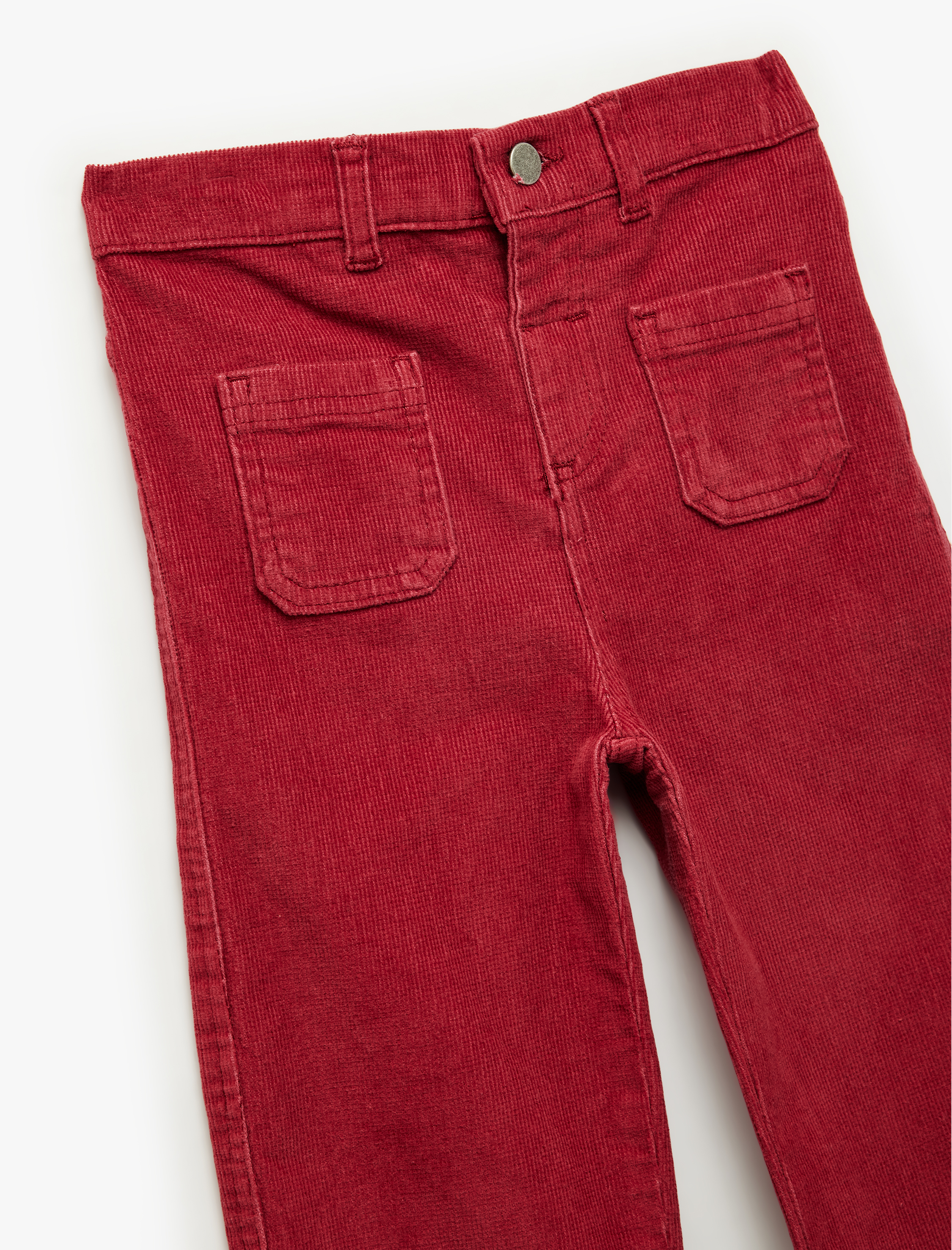  Kız Bebek Pamuklu Cep Detaylı Geniş Paça Pantolon