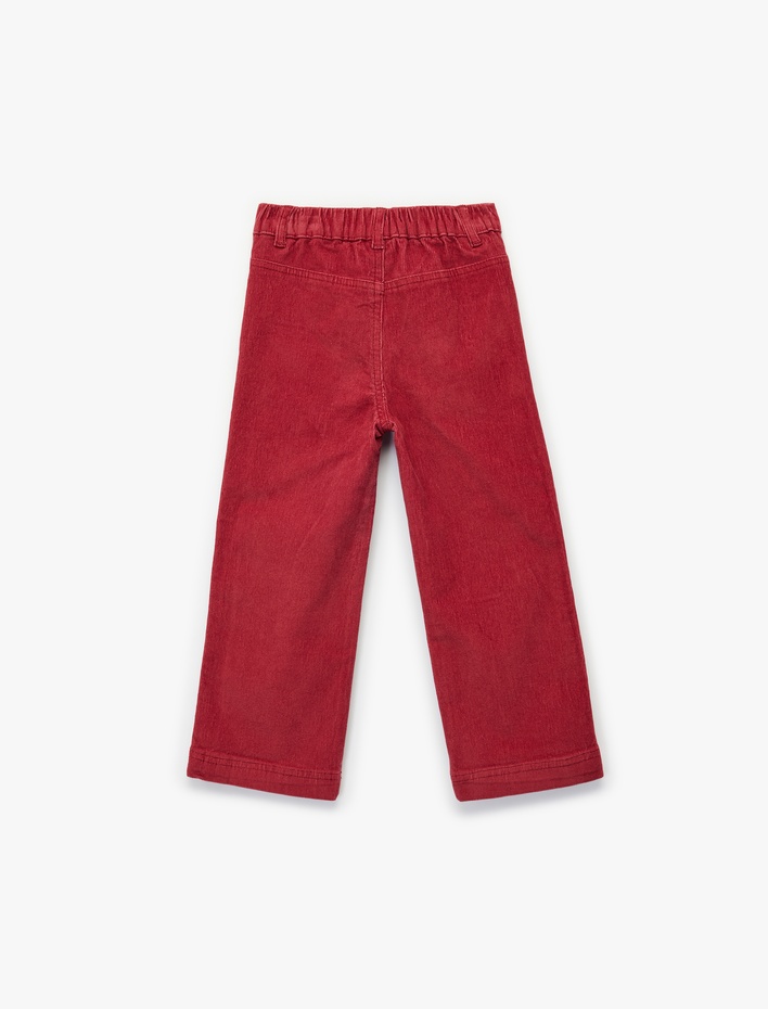 Kız Bebek Pamuklu Cep Detaylı Geniş Paça Pantolon