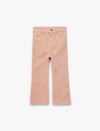 Puantiye Detaylı Cepli Pamuklu İspanyol Paça Pantolon