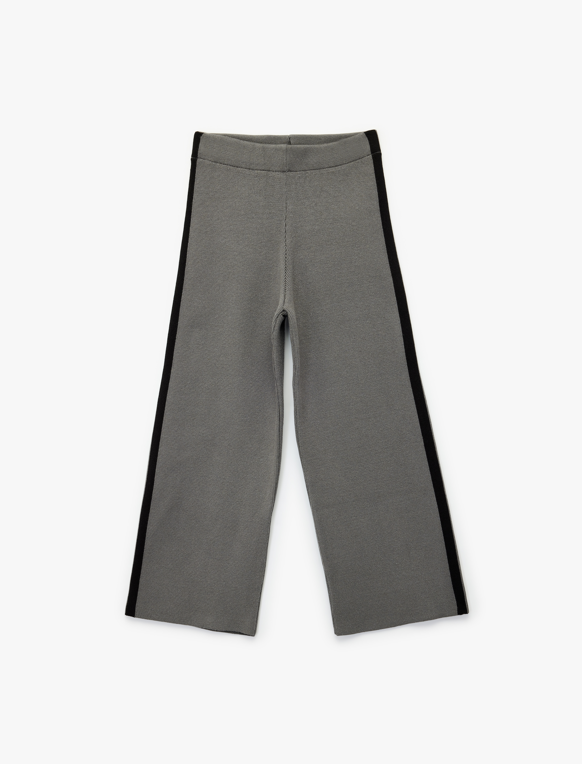  Kız Çocuk Viskon Karışımlı Şerit Detaylı Triko Pantolon