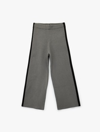 Viskon Karışımlı Şerit Detaylı Triko Pantolon