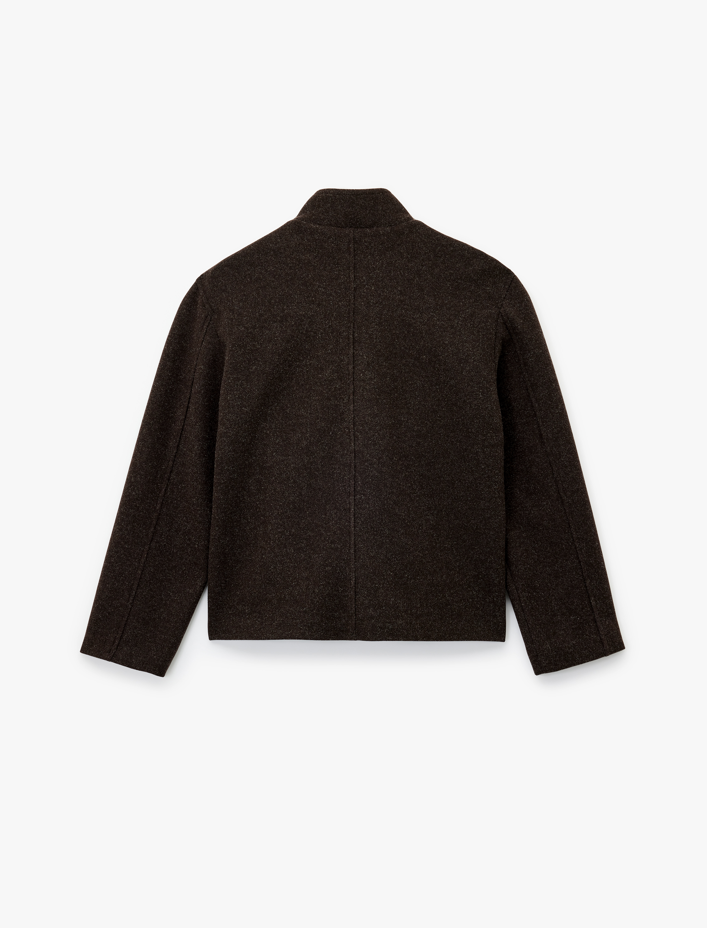   Cepli Dik Yaka Uzun Kollu Fermuarlı Kaşe Ceket