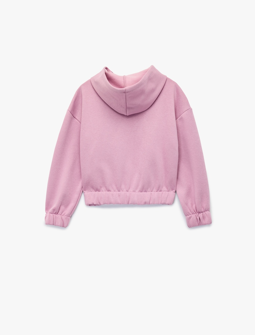  Kız Çocuk Pamuklu Uzun Kollu Kapşonlu Baskılı Sweatshirt