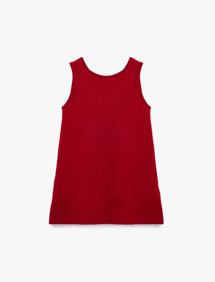 Kız Bebek Viskon Karışımlı Rahat Kalıp Bisiklet Yaka Kolsuz Fiyonklu Jile Elbise