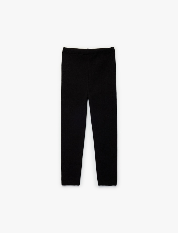 Kız Bebek Viskon Karışımlı Beli Bağcıklı Triko Pantolon