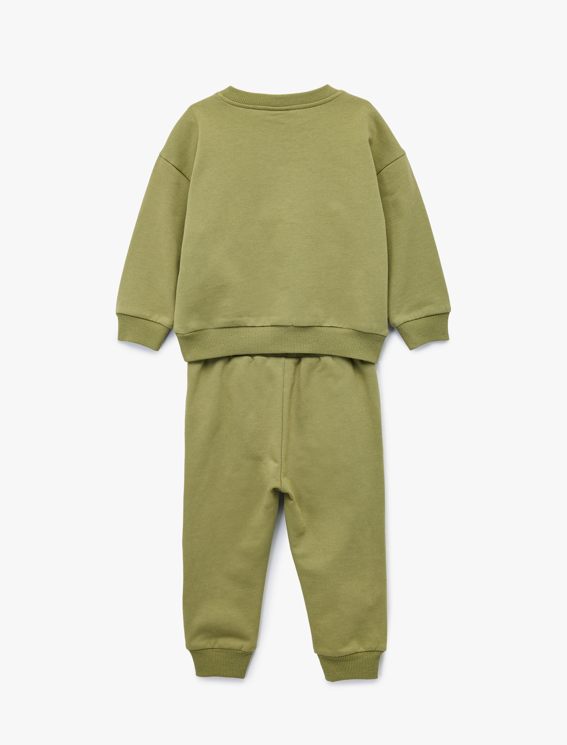  Erkek Bebek Bisiklet Yaka Uzun Kollu Baskılı Pamuklu Şardonlu Eşofman Takımı