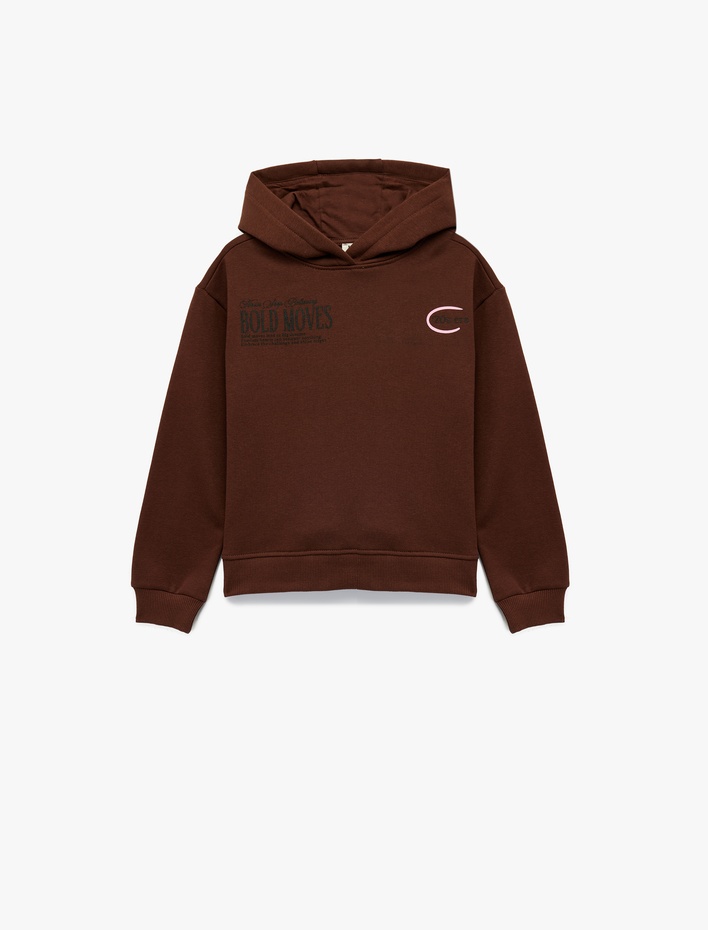 Kız Çocuk Pamuklu Uzun Kollu Baskılı Oversize Kapşonlu Sweatshirt