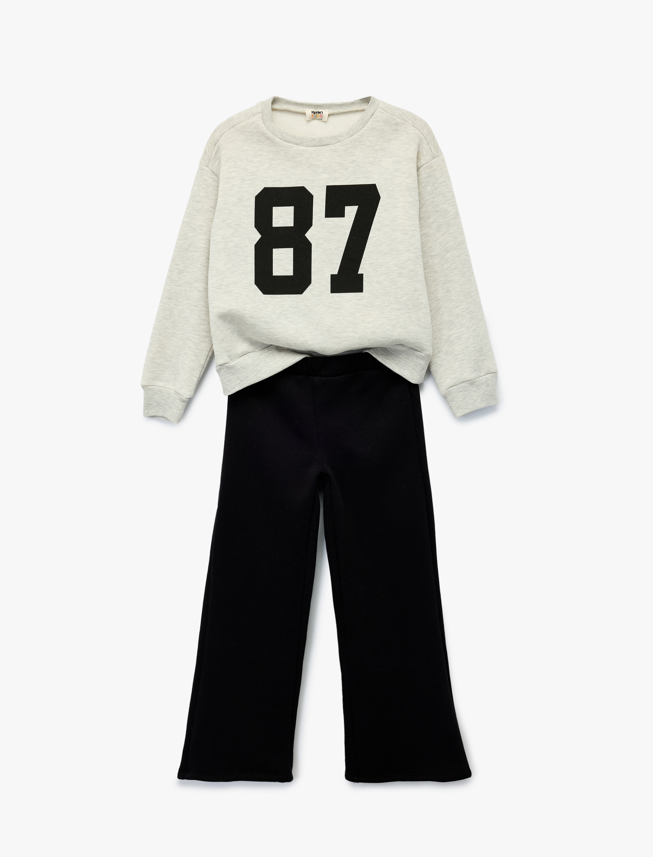  Kız Çocuk Baskılı Şardonlu Eşofman Takımı