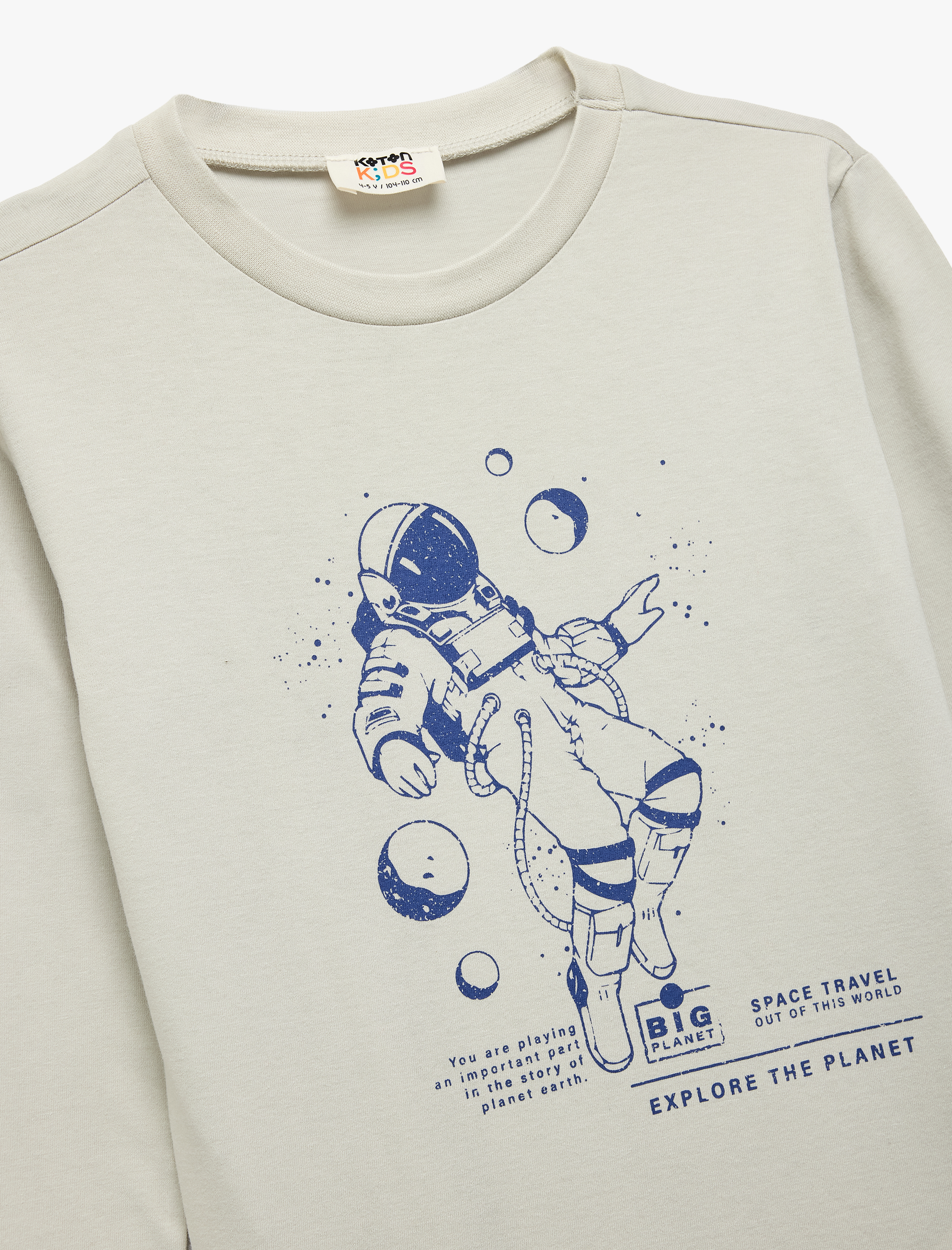  Erkek Çocuk Pamuklu Baskılı Bisiklet Yaka Uzun Kollu Tişört