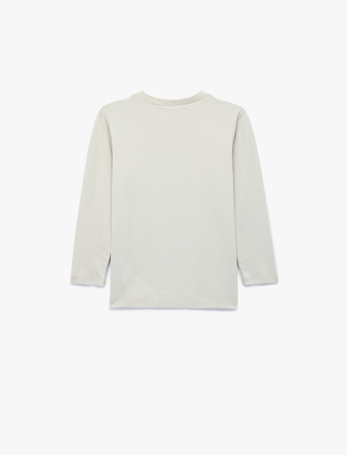 Erkek Çocuk Pamuklu Baskılı Bisiklet Yaka Uzun Kollu Tişört