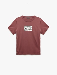 Regular Fit Kısa Kollu Bisiklet Yaka Pamuklu Baskılı Tişört