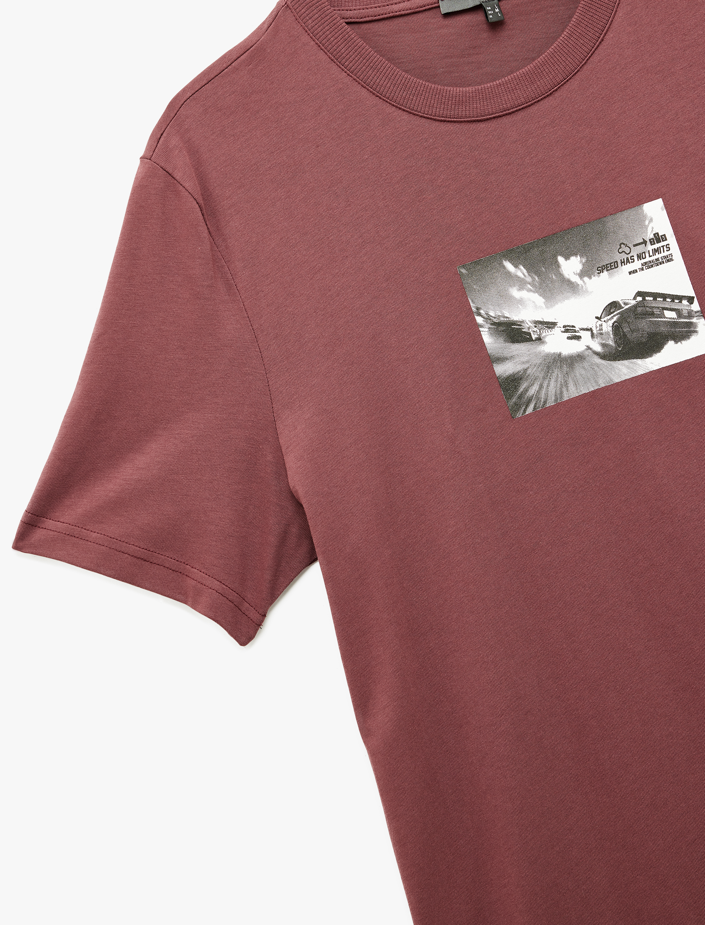   Regular Fit Kısa Kollu Bisiklet Yaka Pamuklu Baskılı Tişört